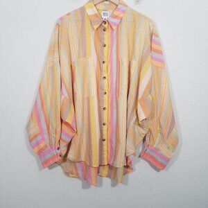 BDG Urban Outfitters Oversized Button Up Shirt Long Sleeve Striped Size M